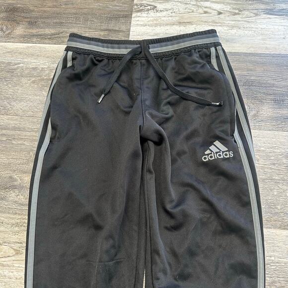 Adidas Climacool Black Gray Mens S 3-Striped Fleece Trackpants Jogger Tapered - Picture 2 of 14